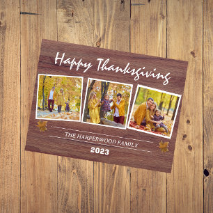 Rustieke moderne Thanksgiving familie foto collage Feestdagenkaart