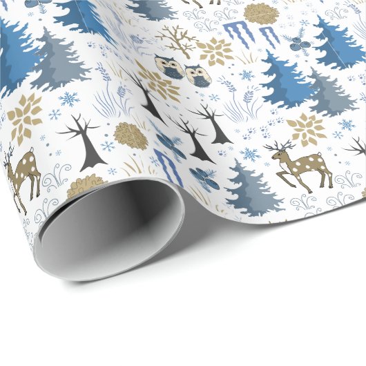 Rustieke moderne winter bos bosdieren cadeaupapier (Rol Hoek)