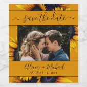 Rustieke moderne zonnebloemen bruiloft foto opslaa wijn etiket (Enkel label)