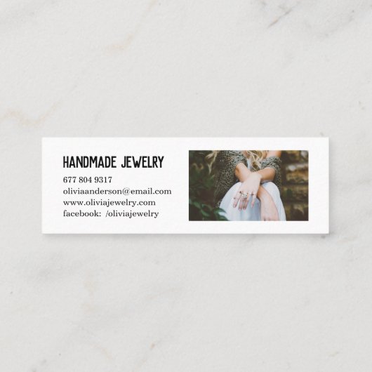 Rustieke moderne zwart-wit handgemaakte sieraden mini visitekaartje (Achterkant)