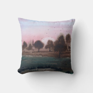 rustieke moggy bos herfst landschap zonsondergang  kussen