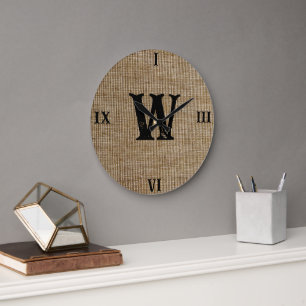 Rustieke Monogram Boerderij Aangepaste Familienaam Grote Klok