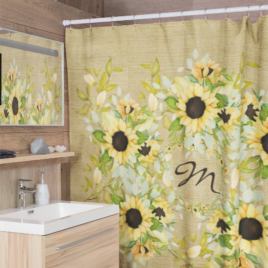 Rustieke monogram boerderij land burlap douchegordijn