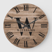 Rustieke Monogram Boerderij Naam Op Maat Grote Klok (Voorkant)