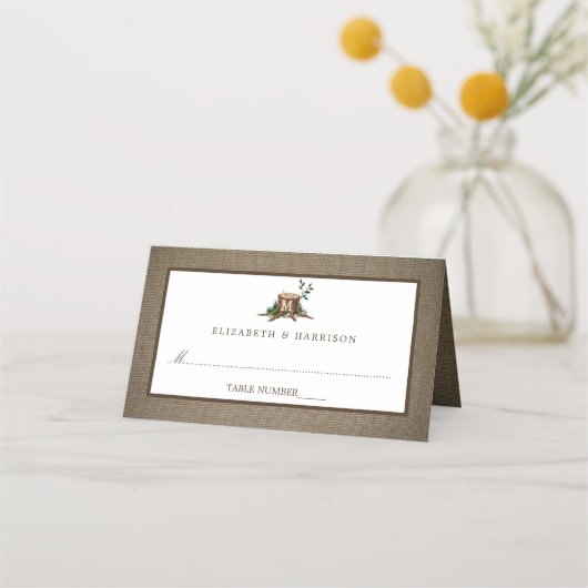Rustieke Monogram Boom & Jute Bruiloft (Voorkant)