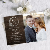 Rustieke Monogram Foto Bruiloft uitnodiging