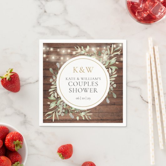 Rustieke Monogram Groene Huwelijksborrel voor Kopp Servet (Insitu)