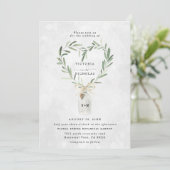 Rustieke Monogram Pot | Hart Groene Huwelijk Kaart (Staand voorkant)