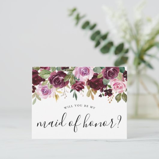 Rustieke Moody Floral wordt je mijn bruidsmeisje Briefkaart (Staand voorkant)