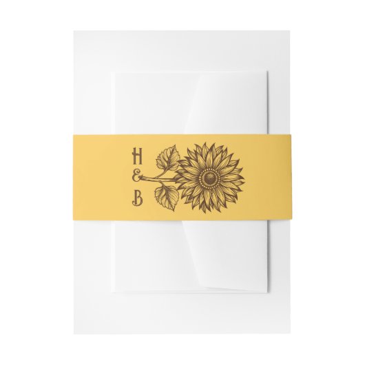 Rustieke mosterd zonnebloem uitnodigingen wikkel (Voorkant Voorbeeld)