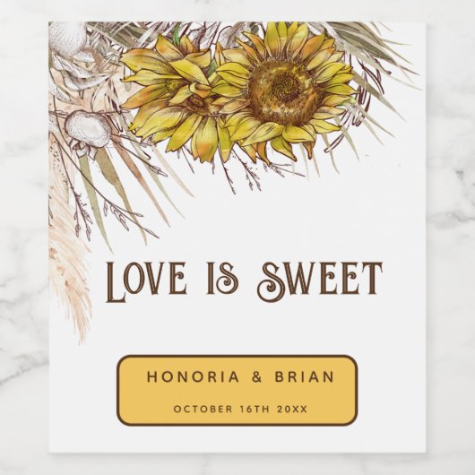 Rustieke mosterd zonnebloem wijn etiket (Enkel label)