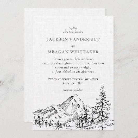 Rustieke Mountain bruiloft uitnodiging Sjabloon (Voorkant / Achterkant)