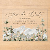 Rustieke Mountain Evergreen Forest Save the Date Acryl Uitnodigingen (Voorkant)