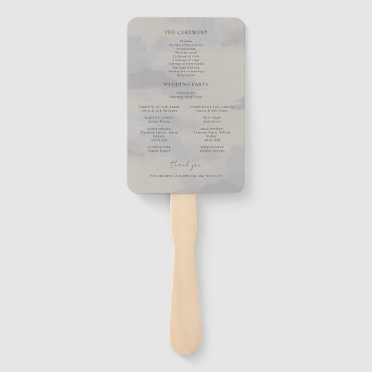 Rustieke Mountain & Lake Evergreen huwelijksprogra Handwaaier (Achterkant)