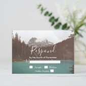 Rustieke Mountain Lake Tree Forest bruiloft RSVP (Staand voorkant)