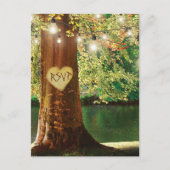 Rustieke Mountain Lake Twinkle Lights Bruiloft RSV Uitnodiging Briefkaart (Voorkant)