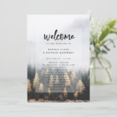 Rustieke Mountain Pine Trees Fall huwelijksceremon Programma (Staand voorkant)