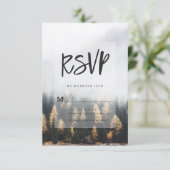 Rustieke Mountain Pine Trees Herfst Forest Design RSVP Kaartje (Staand voorkant)