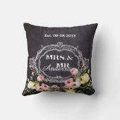 rustieke mr. mevrouw bloemen Krijtbord bruiloft Kussen (Achterkant)