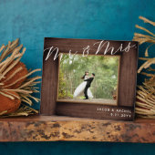 Rustieke Mr & Mrs Elegant Script trouwfoto Fotoplaat (Zijkant)
