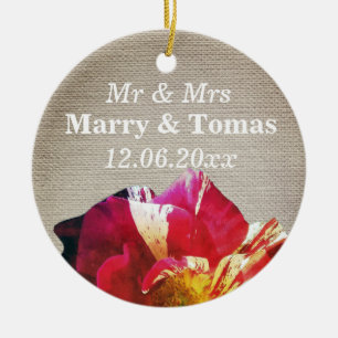 Rustieke Mr & Mrs Save the date Ornament