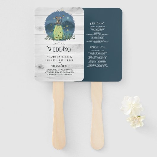 Rustieke Muis Firefly Mason Jar Handwaaier (Voorkant en achterkant)