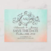 Rustieke Munt en Perzik Bohemian Save The Date Aankondigingskaart (Voorkant)