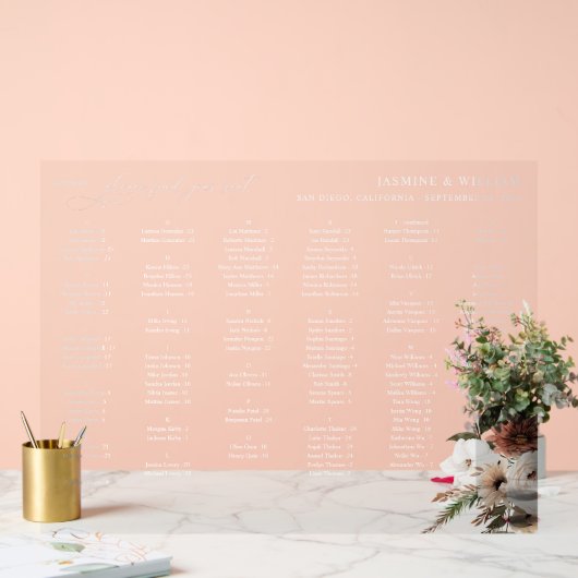 Rustieke N Boho Bloemen Alfabetische Zitting Grafi Acryl Bord (Huwelijk)