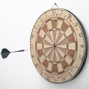 Rustieke Naam Bericht Bruine Hout Klassieker  Dartbord