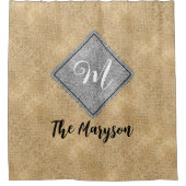 Rustieke naam Initiaal, gepersonaliseerde Monogram Douchegordijn (Voorkant)