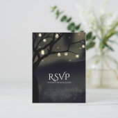 Rustieke Nacht Boom & Metselwerk Lampjes Trouw RSV Uitnodiging Briefkaart (Staand voorkant)