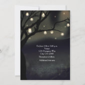 Rustieke Nachtboom & Metselwerk Lampjes Bruiloft Kaart (Achterkant)