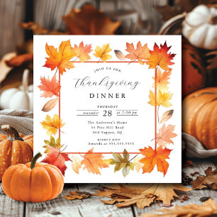 Rustieke najaarsblad Thanksgiving uitnodiging