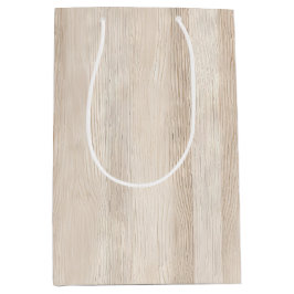 Rustieke namaak crèmekleurige houten bruiloft medium cadeauzakje