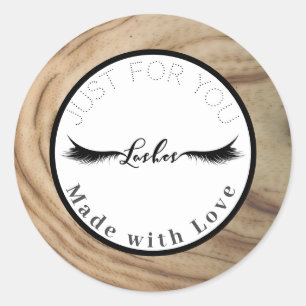 Rustieke Natuurlijke Houtstructuur Make-up Wimpers Ronde Sticker