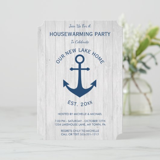 Rustieke Nautical Navy Anker Housewarming Kaart (Staand voorkant)