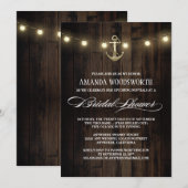 Rustieke nautische anker bruids douche uitnodiging (Voorkant / Achterkant)