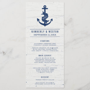 Rustieke Nautische Bruiloft Menu / Marine