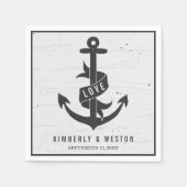 Rustieke nautische gepersonaliseerde bruiloft serv servetten (Voorkant)