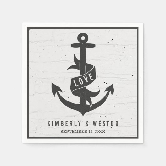 Rustieke nautische gepersonaliseerde bruiloft serv servetten (Voorkant)