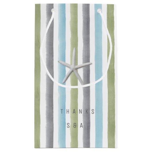 Rustieke nautische waterverf strepen bedankt monog klein cadeauzakje (Achterkant)