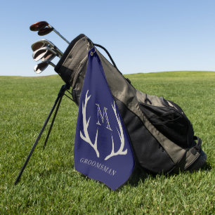 Rustieke Navy Blauwe Geweihoudende Aangepaste Brui Golfhanddoek