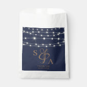 Rustieke Navy Blue & Gold String lichten Bedankzakje (Voorkant)