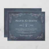 Rustieke Navy Blue  Vineyard bruiloft Save The Date (Voorkant / Achterkant)