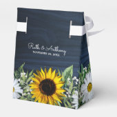 Rustieke Navy Blue Zonnebloem|Daisy Wedding Favor  Bedankdoosjes (Achterkant)