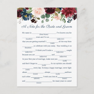 Rustieke Navy Marsala Bloemen Bruiloft Advies Kaar Briefkaart