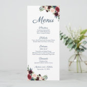 Rustieke Navy Marsala Bloemenbruiloft Menu Rack Ka (Staand voorkant)