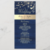 Rustieke Navy Slingerlichten Trouwprogramma Programma (Voorkant)