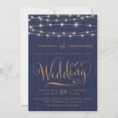 Rustieke Navy String Lights Alles in een bruiloft Kaart (Voorkant)