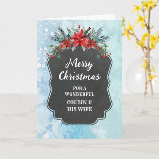 Rustieke neef en zijn vrouw Vrolijk Kerstfeest Kaart (Gele Bloem)